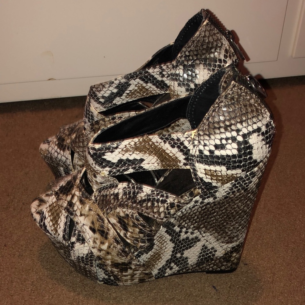 Snake Print Wedges